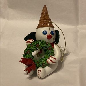 COPY - Mr Bingle New Orleans Icon Holding Christmas Wreath Ornament